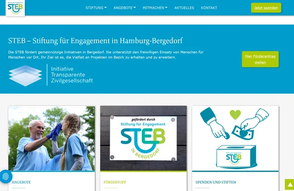 Startseite der Stiftung STEB